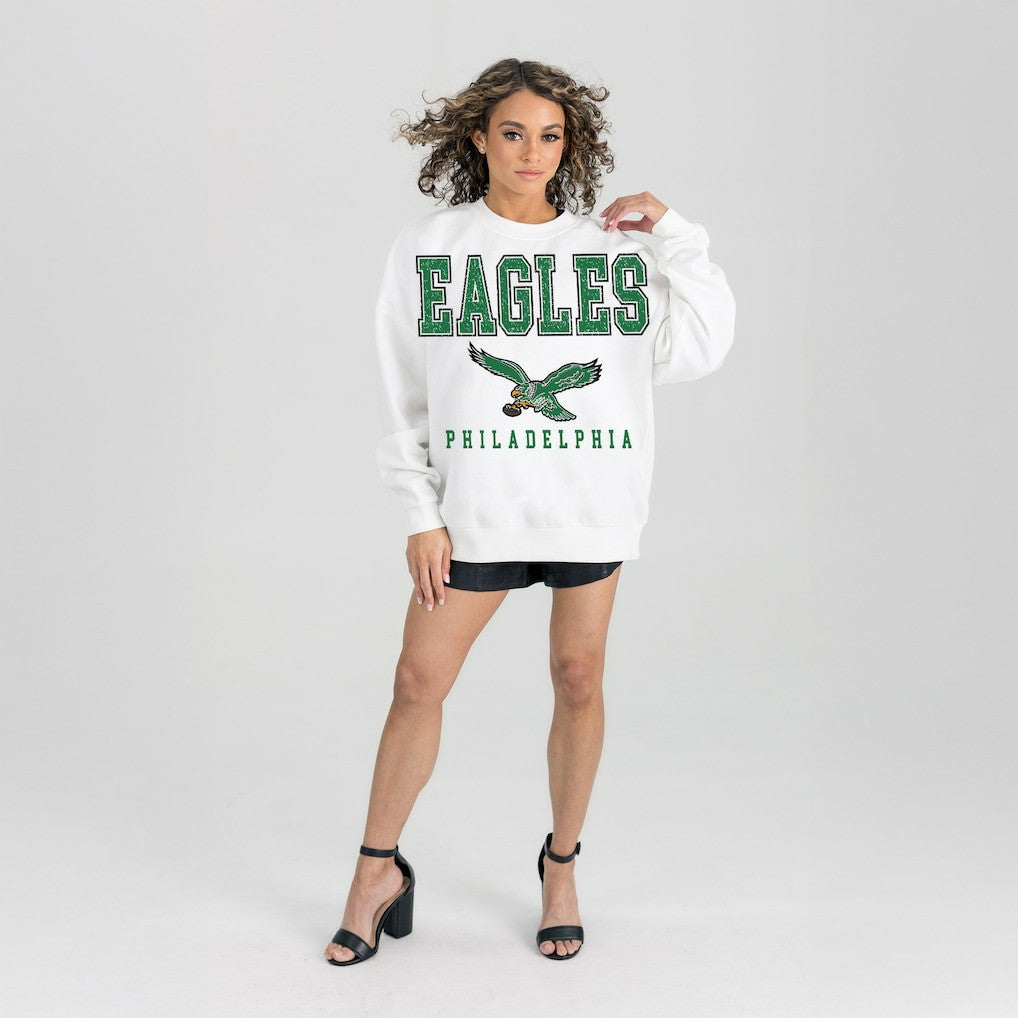 Philadelphia Eagles Gameday Couture Women's Classic Sunday Drives Oversized Premium Fleece Pullover Sweatshirt | NFL Sale
