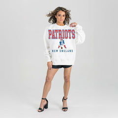 New England Patriots Gameday Couture Women's Classic Sunday Drives Oversized Premium Fleece Pullover Sweatshirt | NFL Outlet