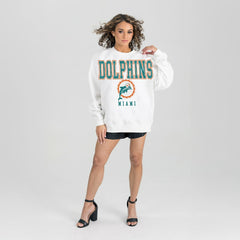 Miami Dolphins Gameday Couture Women's Classic Sunday Drives Oversized Premium Fleece Pullover Sweatshirt | NFL Outlet