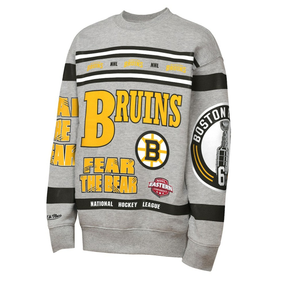 Boston Bruins Mitchell & Ness Youth Allover Print Fleece Crewneck Sweatshirt -  NHL Sweatshirts