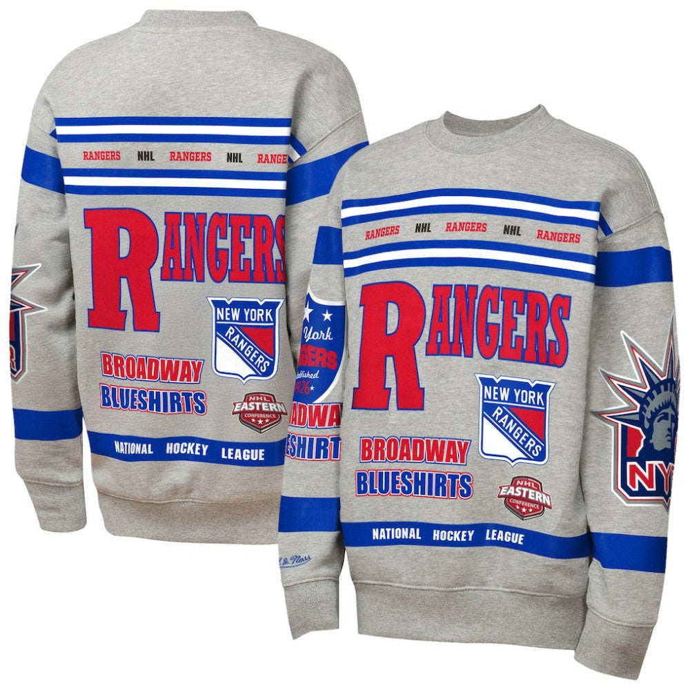 New York Rangers Mitchell & Ness Youth Allover Print Fleece Crewneck Sweatshirt -  NHL Sweatshirts