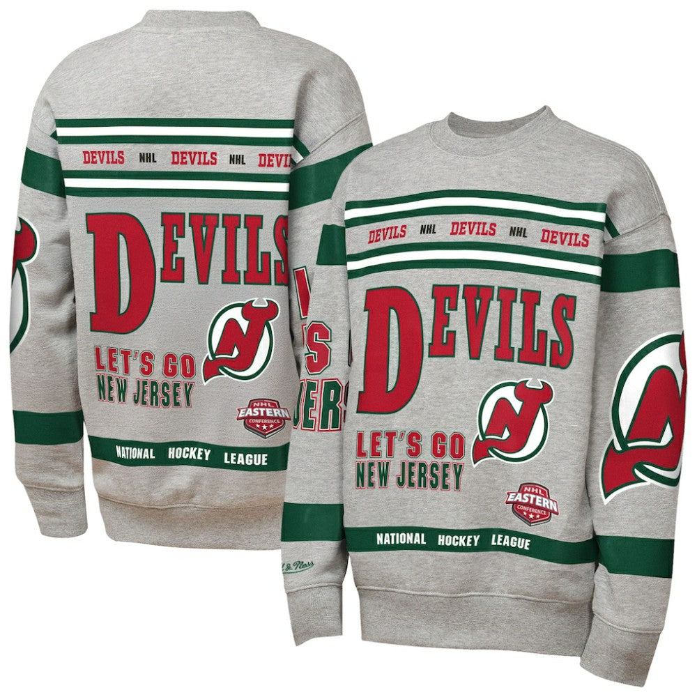 New Jersey Devils Mitchell & Ness Youth Allover Print Fleece Crewneck Sweatshirt -  NHL Sweatshirts