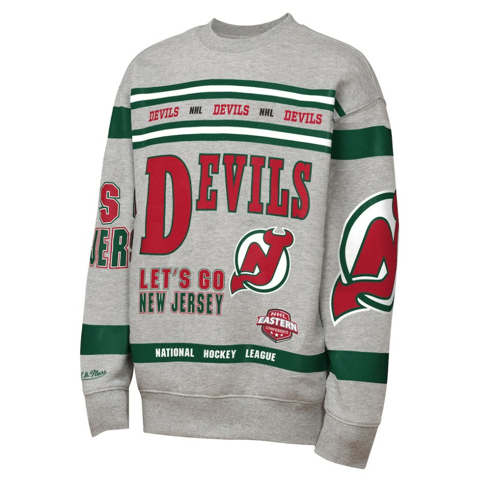 New Jersey Devils Mitchell & Ness Youth Allover Print Fleece Crewneck Sweatshirt -  NHL Sweatshirts