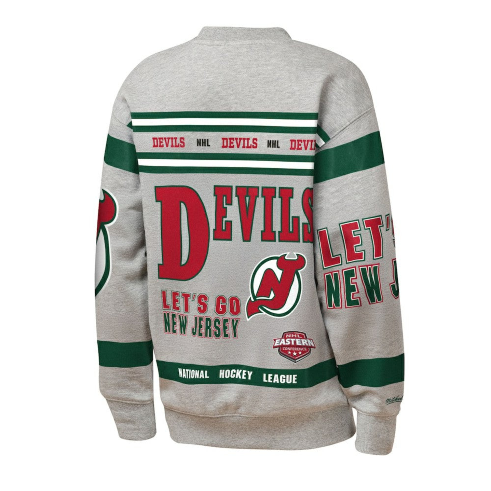 New Jersey Devils Mitchell & Ness Youth Allover Print Fleece Crewneck Sweatshirt -  NHL Sweatshirts