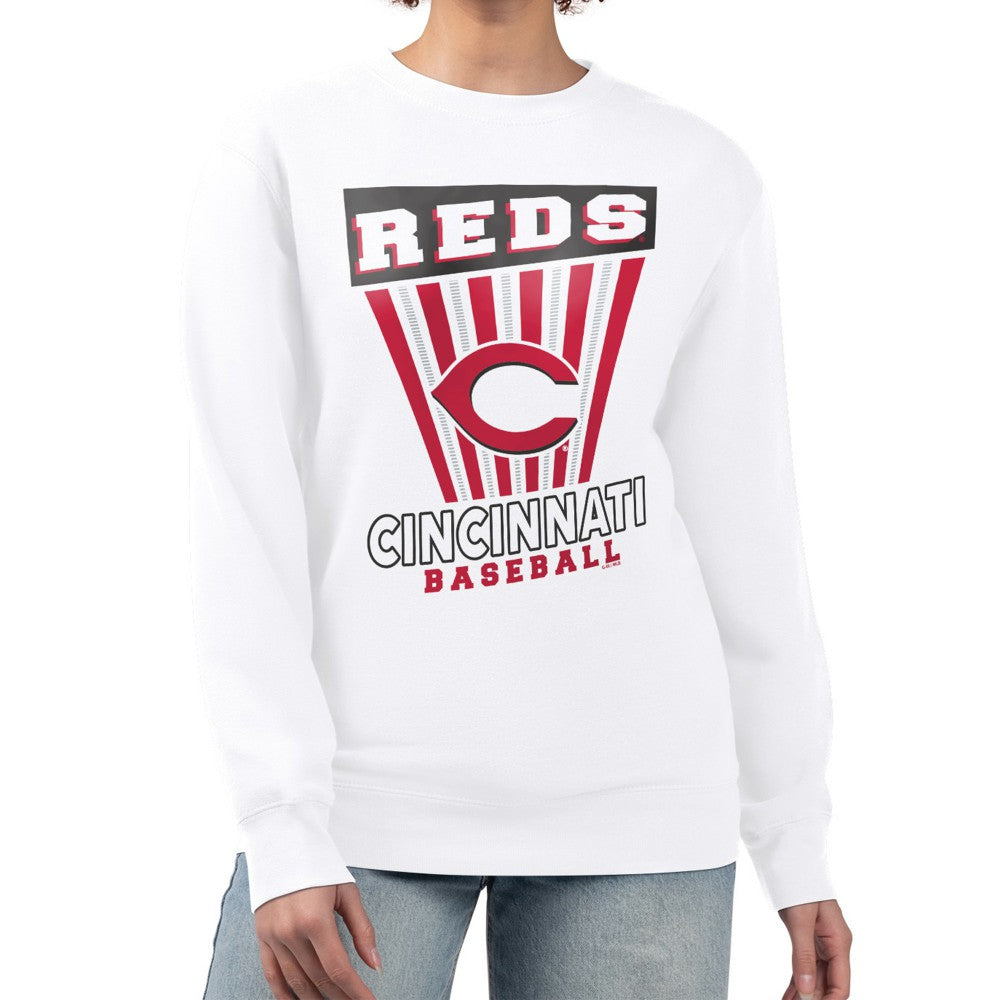 Cincinnati Reds Starter Women's Poster Print Team Fleece Pullover Sweatshirt - MLB Pullover