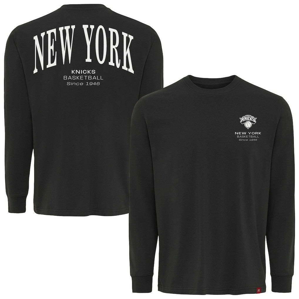 Anthracite New York Knicks Sportiqe Unisex Athletic Club Collection Sherwood Relaxed Fit Premium Long-Sleeve T-Shirt | NBA