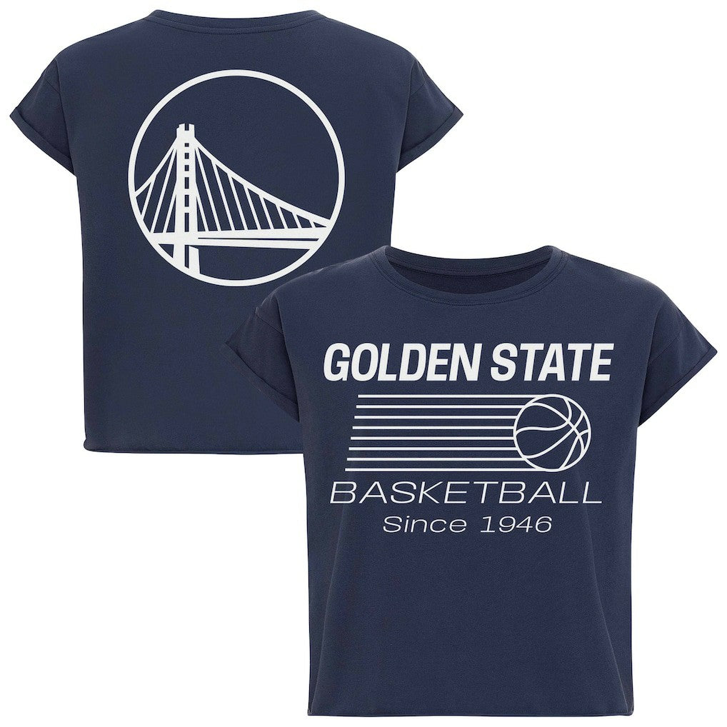 Blue Golden State Warriors Sportiqe Women's Athletic Club Collection Alana Premium Cropped T-Shirt sale | NBA
