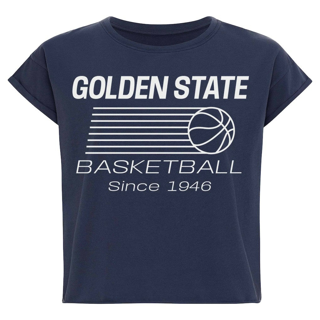 Blue Golden State Warriors Sportiqe Women's Athletic Club Collection Alana Premium Cropped T-Shirt sale | NBA