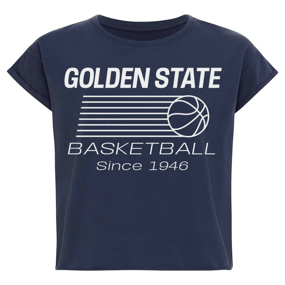 Blue Golden State Warriors Sportiqe Women's Athletic Club Collection Alana Premium Cropped T-Shirt sale | NBA