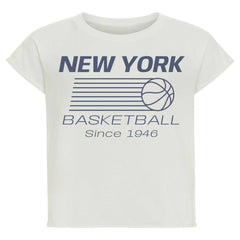 Cream New York Knicks Sportiqe Women's Athletic Club Collection Alana Premium Cropped T-Shirt | NBA