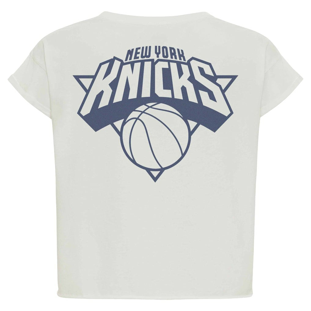 Cream New York Knicks Sportiqe Women's Athletic Club Collection Alana Premium Cropped T-Shirt | NBA