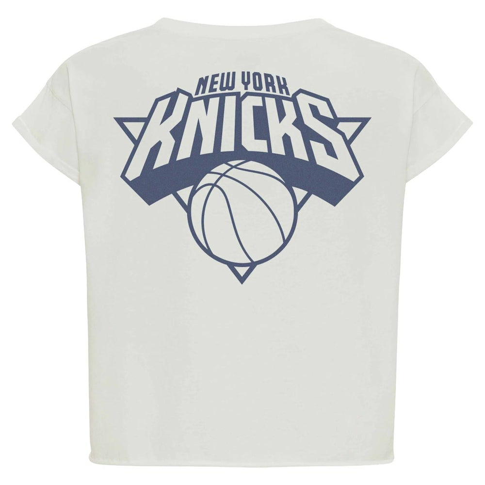 Cream New York Knicks Sportiqe Women's Athletic Club Collection Alana Premium Cropped T-Shirt | NBA