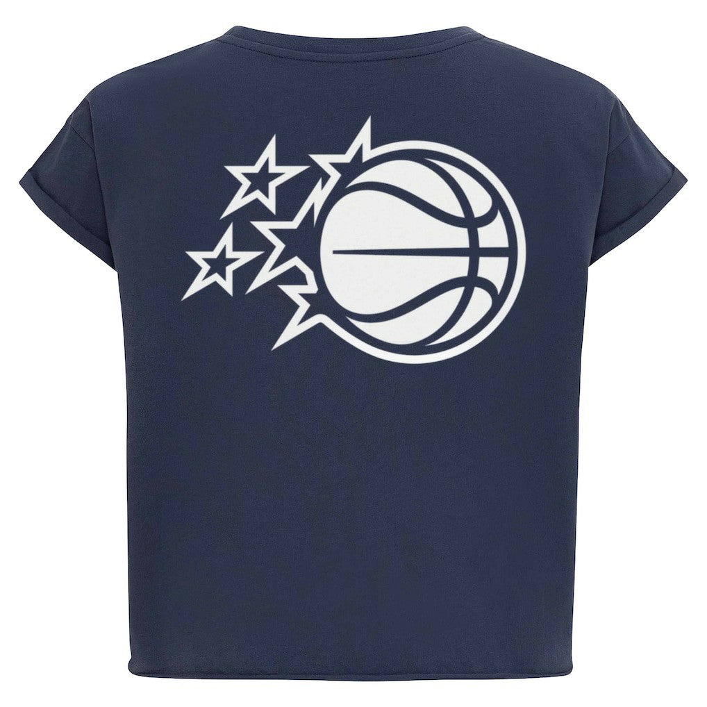 Navy Orlando Magic Sportiqe Women's Athletic Club Collection Alana Premium Cropped T-Shirt | NBA