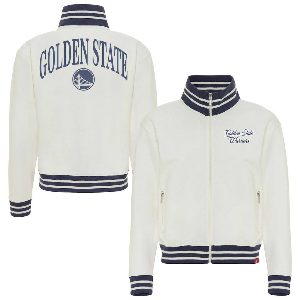 Cream Golden State Warriors Sportiqe Women's Athletic Club Collection Sutton French Terry Full-Zip Jacket sale | NBA