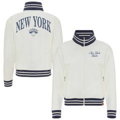 Cream New York Knicks Sportiqe Women's Athletic Club Collection Sutton French Terry Full-Zip Jacket | NBA