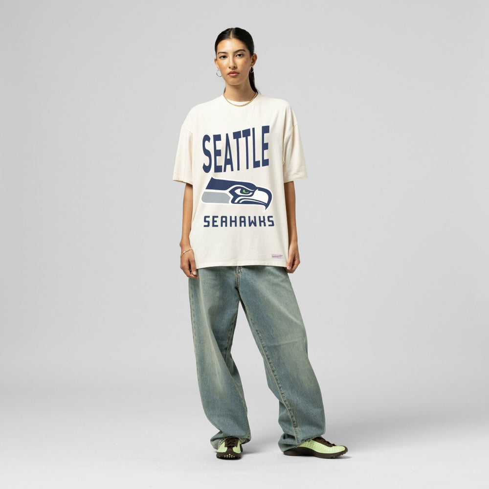 Seattle Seahawks Women's Logo Rise Boyfriend T-Shirt | NFL New