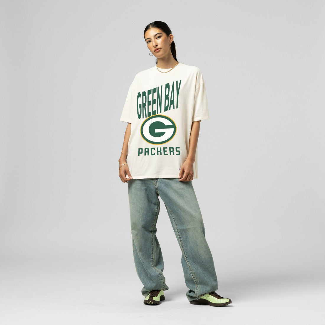 Green Bay Packers Women's Logo Rise Boyfriend T-Shirt | NFL New