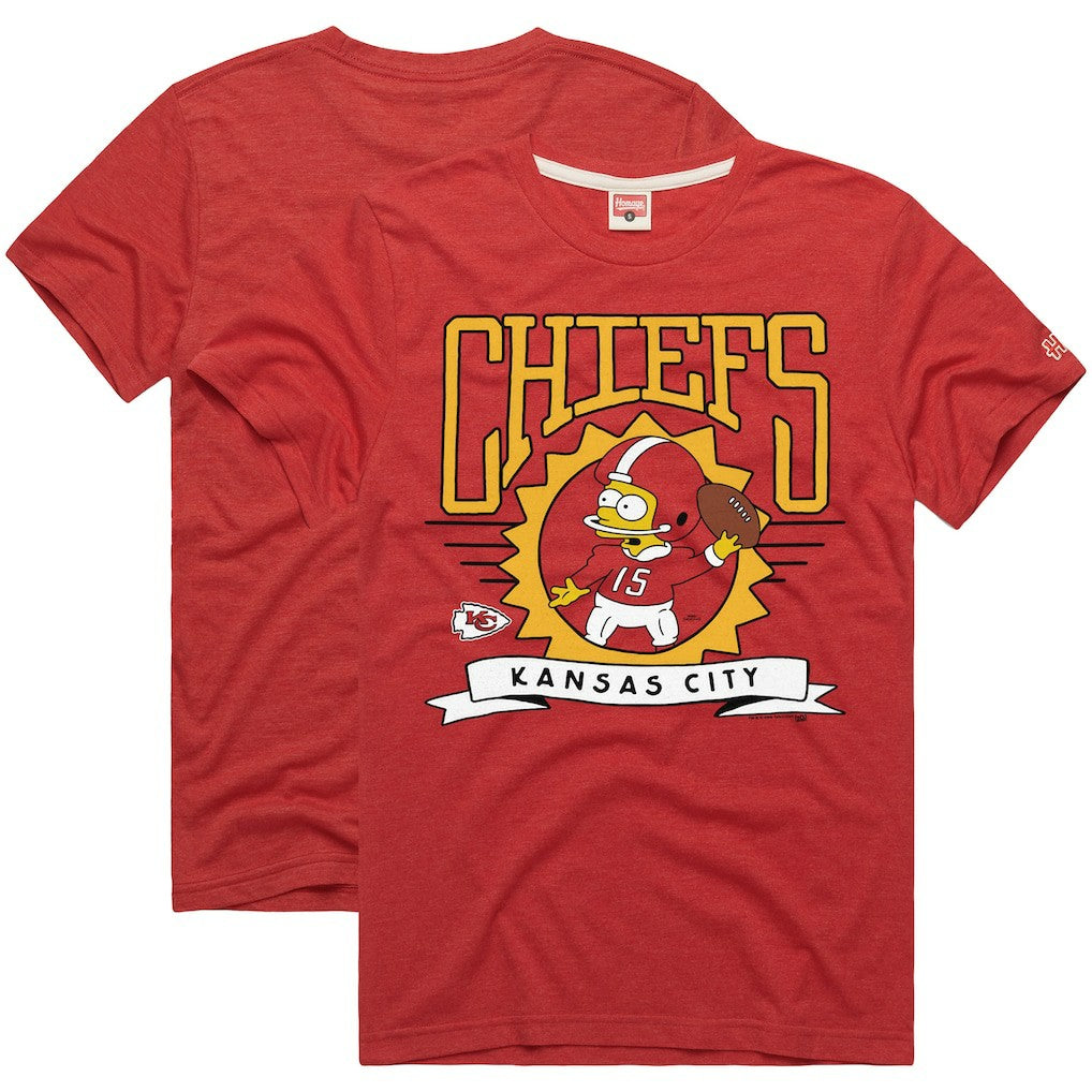 Kansas City Chiefs Homage x The Simpsons Unisex Tri-Blend T-Shirt | NFL On sale