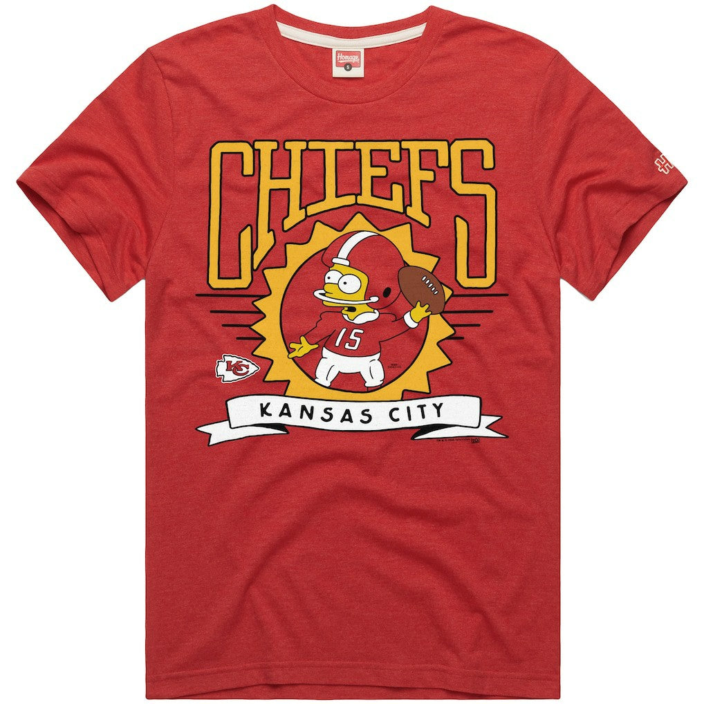 Kansas City Chiefs Homage x The Simpsons Unisex Tri-Blend T-Shirt | NFL On sale