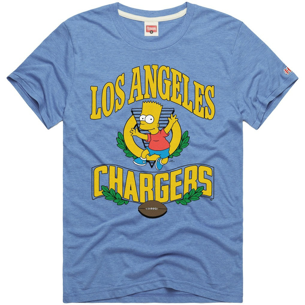 Los Angeles Chargers Homage x The Simpsons Unisex Tri-Blend T-Shirt | NFL Discount