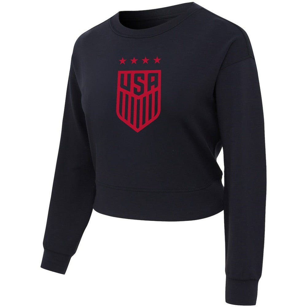 USWNT Concepts Sport Women's Tri-Blend Darby Knit Long Sleeve Crop Top