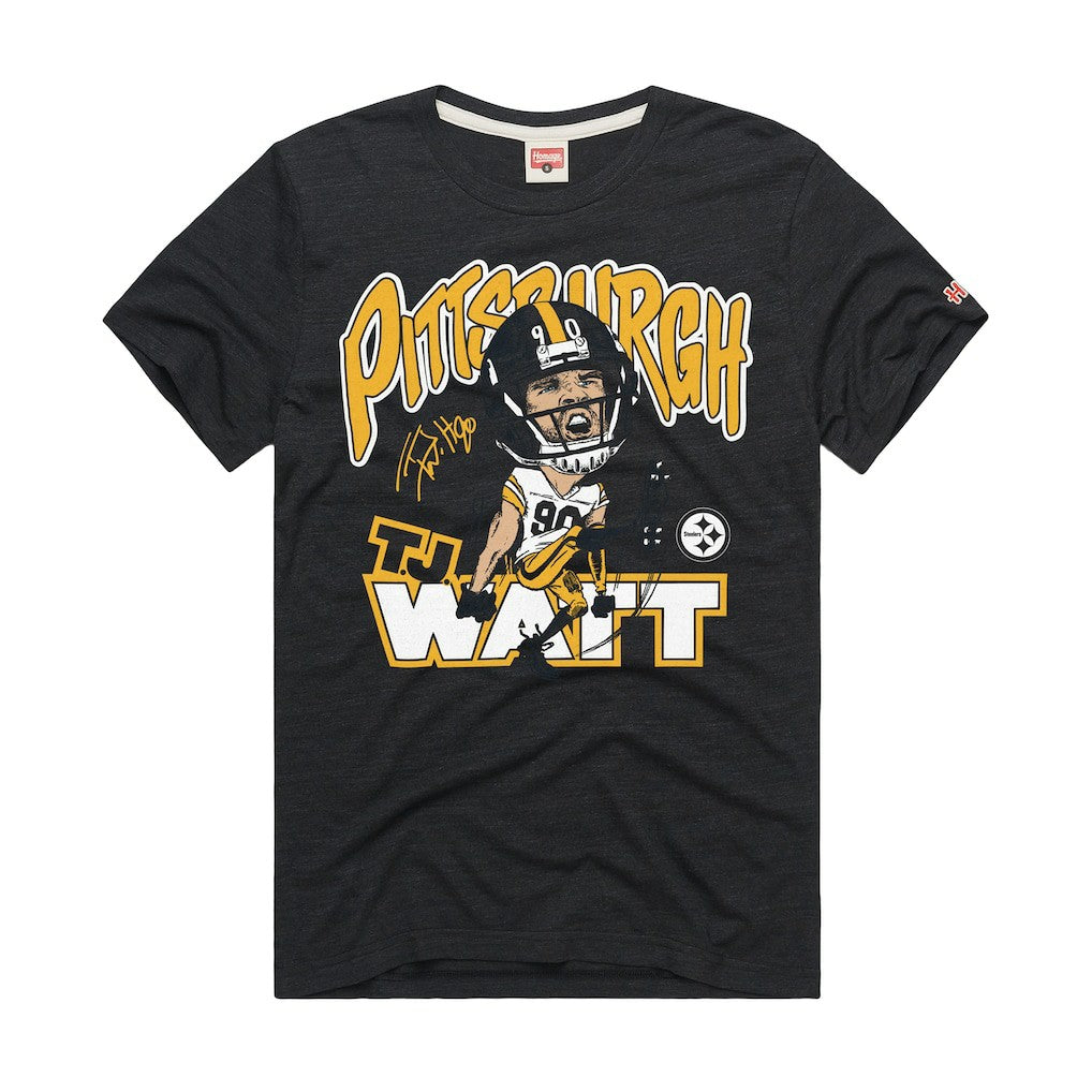 Pittsburgh Steelers T.J. Watt  Homage Unisex Caricature Player Graphic Tri-Blend T-Shirt | NFL On sale