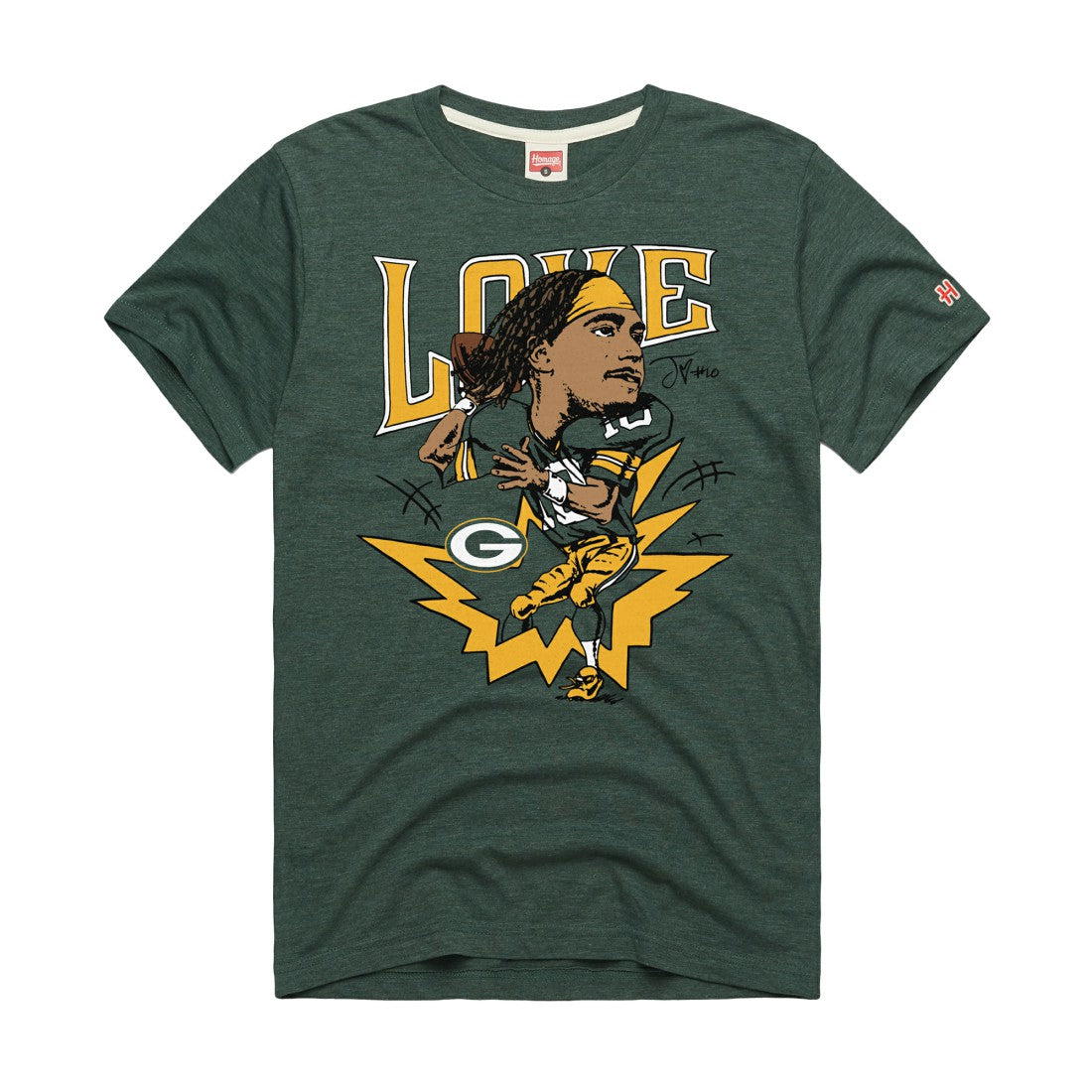 Green Bay Packers Jordan Love  Homage Unisex Caricature Player Graphic Tri-Blend T-Shirt | NFL Online