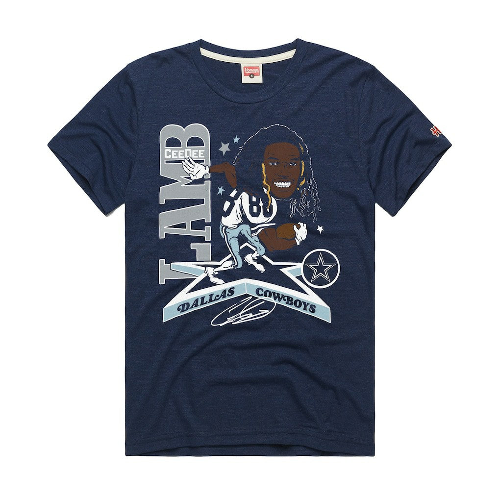 Dallas Cowboys CeeDee Lamb  Homage Unisex Caricature Player Graphic Tri-Blend T-Shirt | NFL Sale