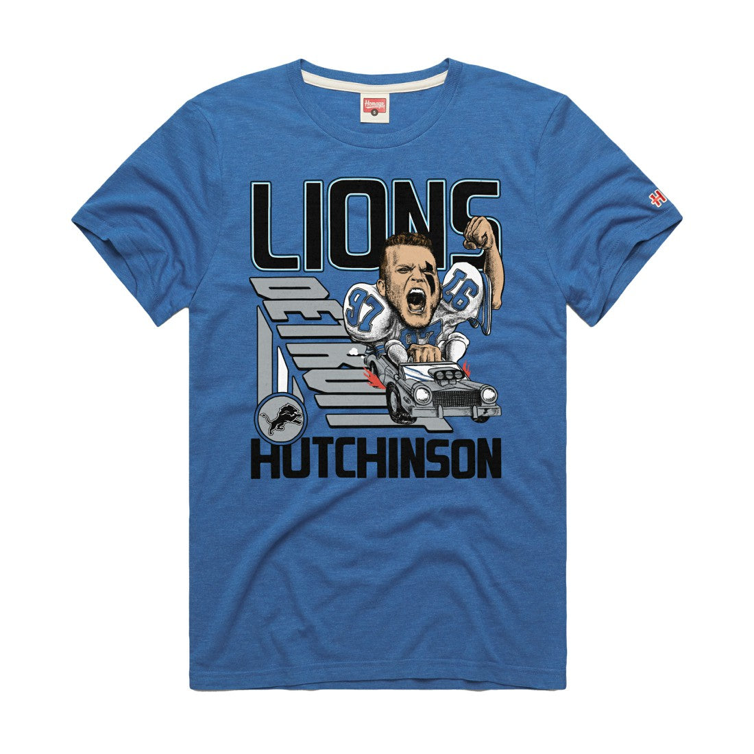 Detroit Lions Aidan Hutchinson  Homage Unisex Caricature Player Graphic Tri-Blend T-Shirt | NFL Outlet