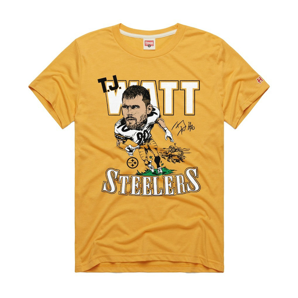 Pittsburgh Steelers T.J. Watt  Homage Unisex Caricature Player Graphic Tri-Blend T-Shirt | NFL Discount