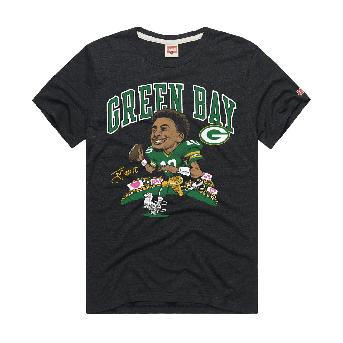 Green Bay Packers Jordan Love  Homage Unisex Caricature Player Graphic Tri-Blend T-Shirt | NFL Near me