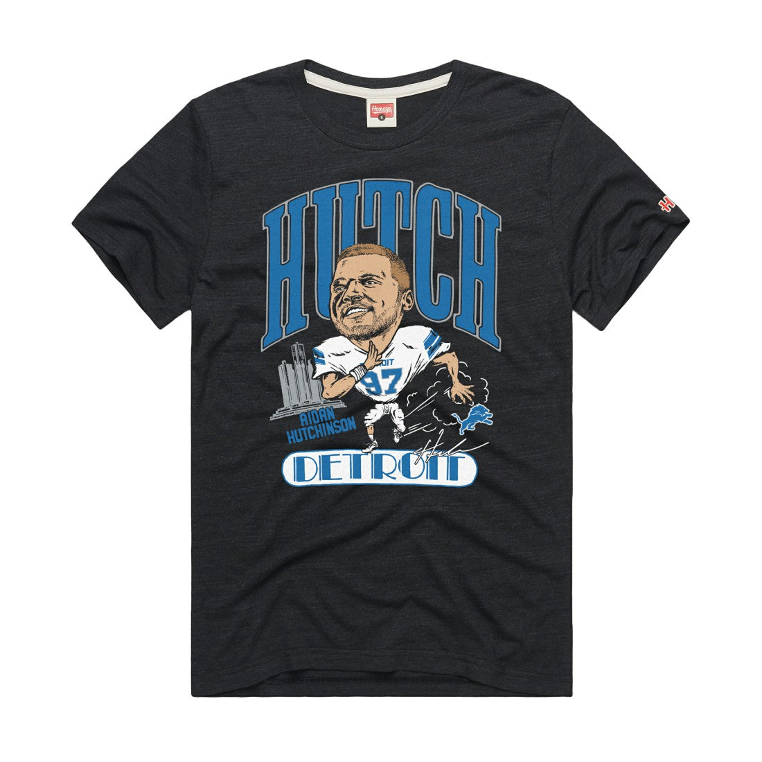 Detroit Lions Aidan Hutchinson  Homage Unisex Caricature Player Graphic Tri-Blend T-Shirt | NFL US
