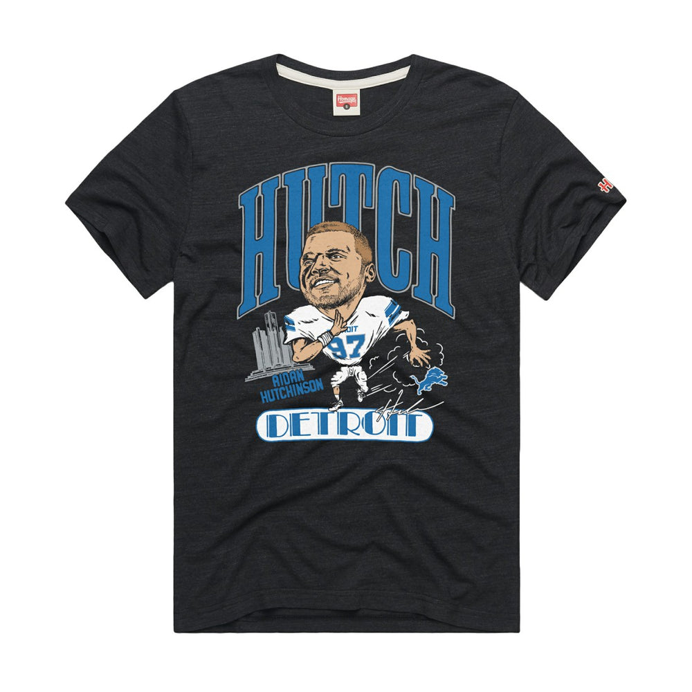 Detroit Lions Aidan Hutchinson  Homage Unisex Caricature Player Graphic Tri-Blend T-Shirt | NFL US