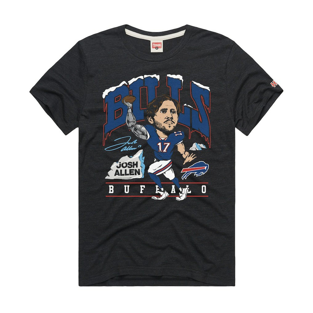 Buffalo Bills Josh Allen  Homage Unisex Caricature Player Graphic Tri-Blend T-Shirt | NFL Near me