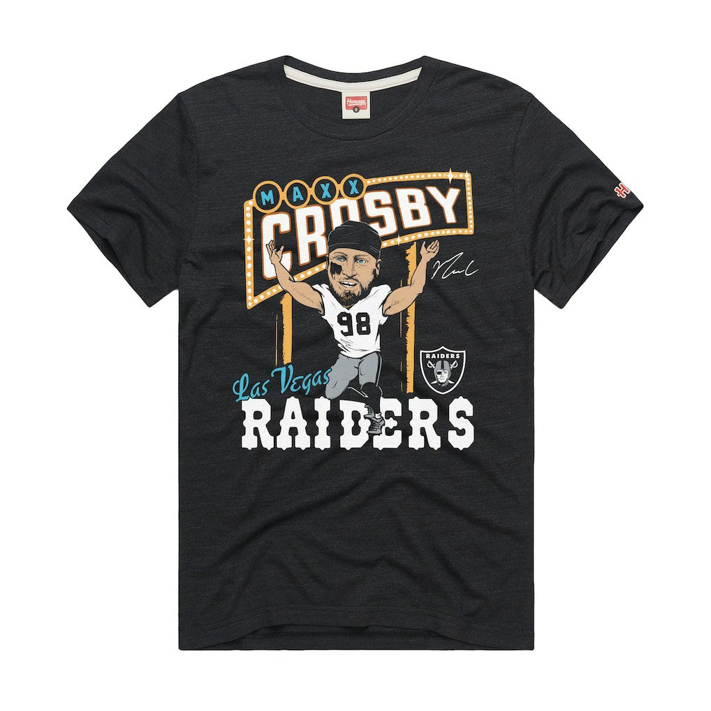 Las Vegas Raiders Maxx Crosby  Homage Unisex Caricature Player Graphic Tri-Blend T-Shirt | NFL On sale