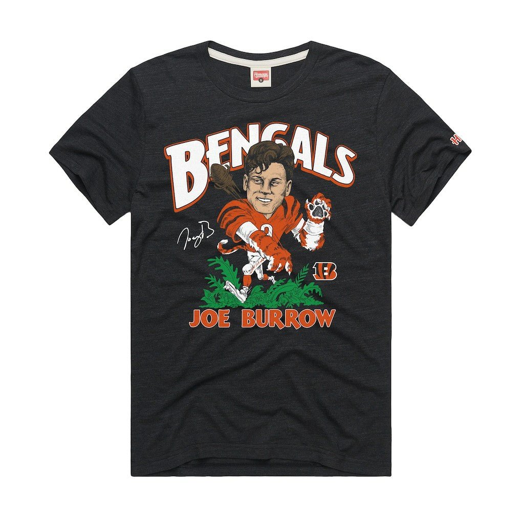 Cincinnati Bengals Joe Burrow  Homage Unisex Caricature Player Graphic Tri-Blend T-Shirt | NFL Discount