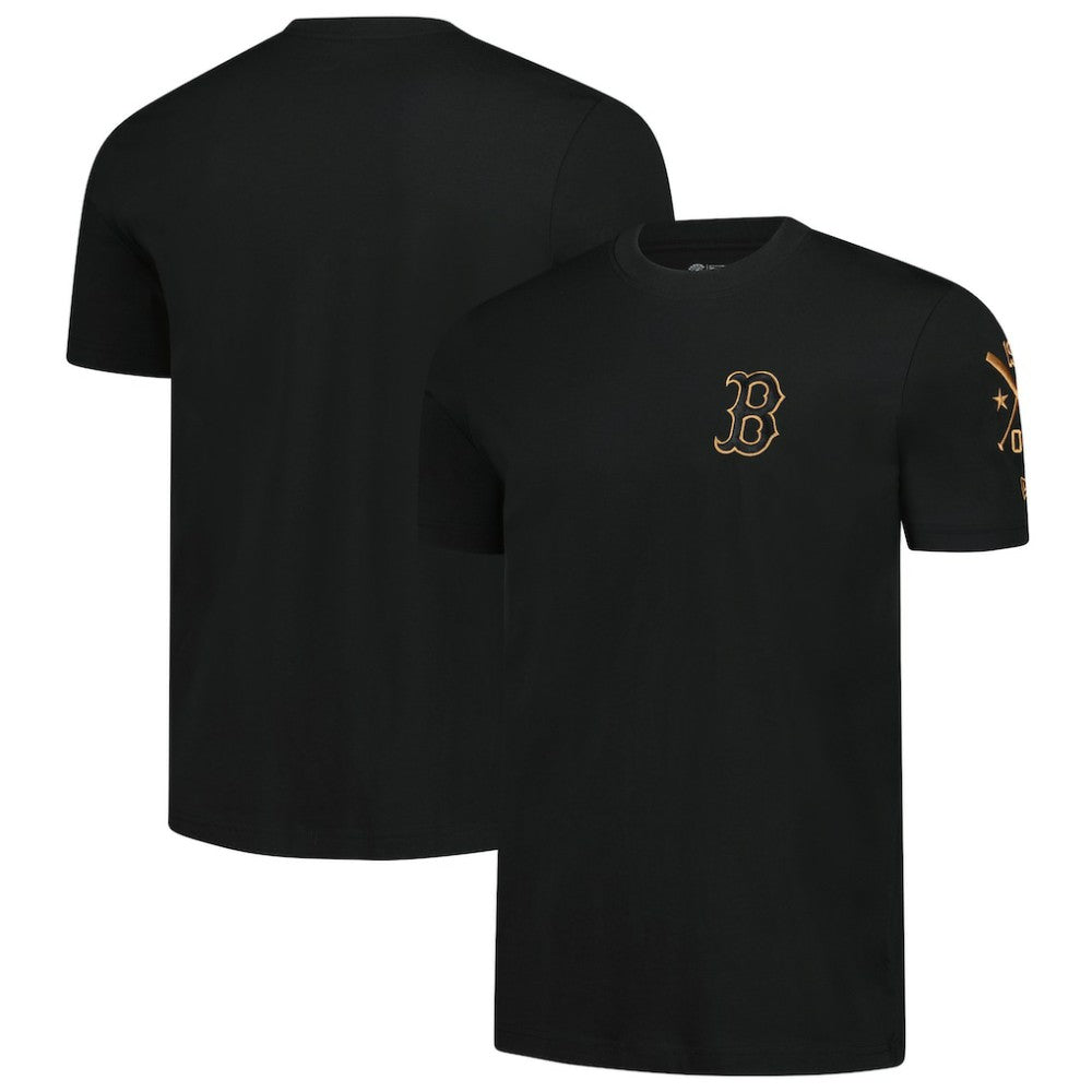 Boston Red Sox New Era Bronze Logo with Cross Bats Established T-Shirt - MLB T-shirts