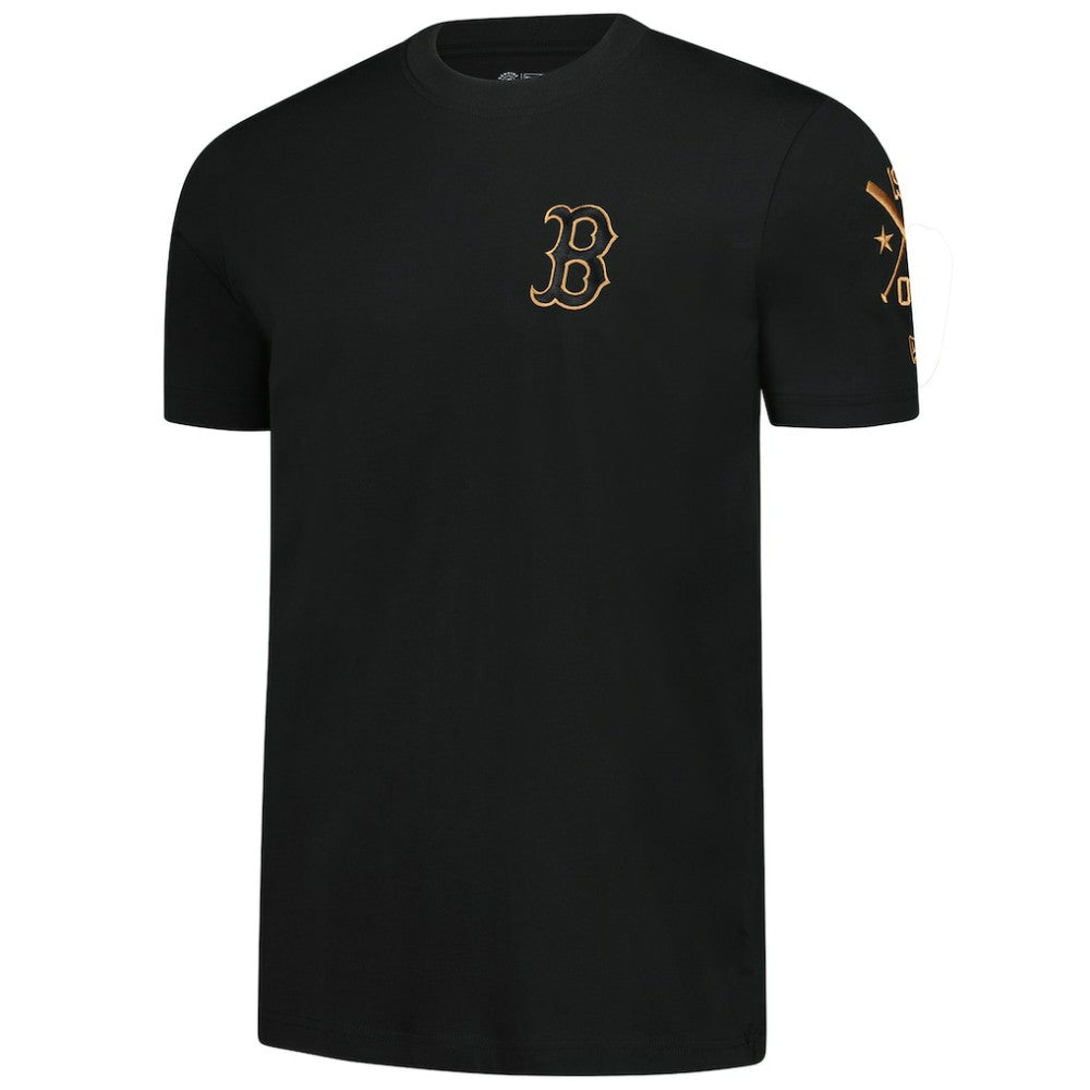 Boston Red Sox New Era Bronze Logo with Cross Bats Established T-Shirt - MLB T-shirts