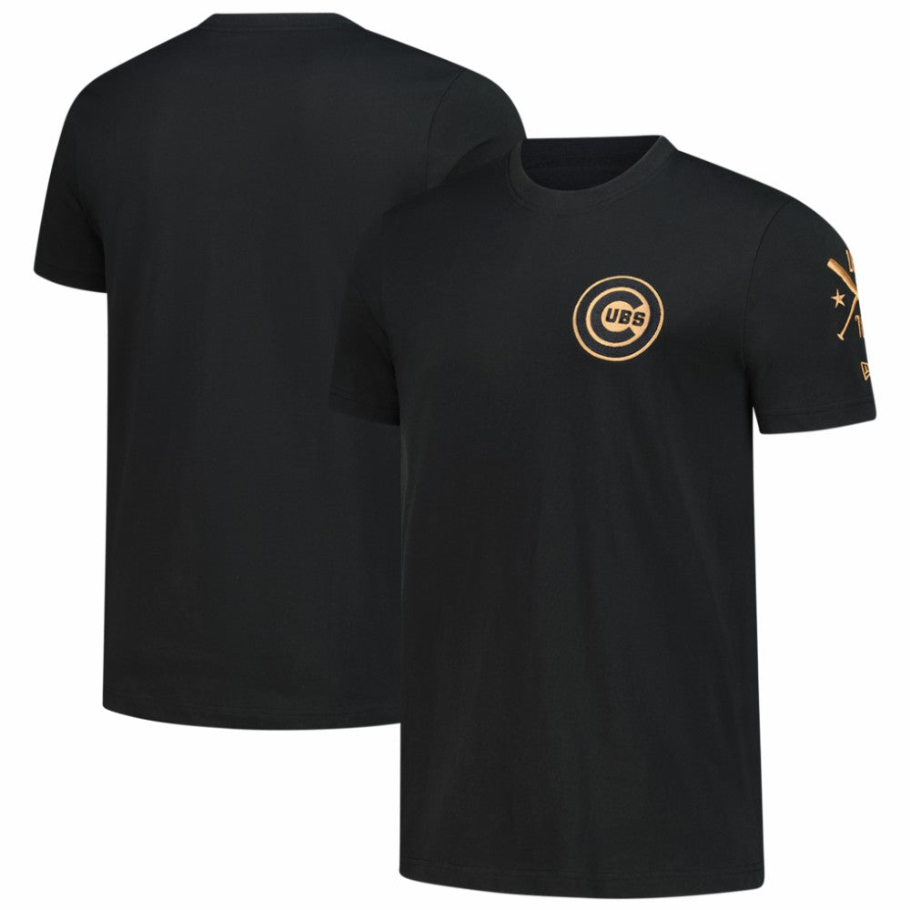 Chicago Cubs New Era Bronze Logo with Cross Bats Established T-Shirt - MLB T-shirts