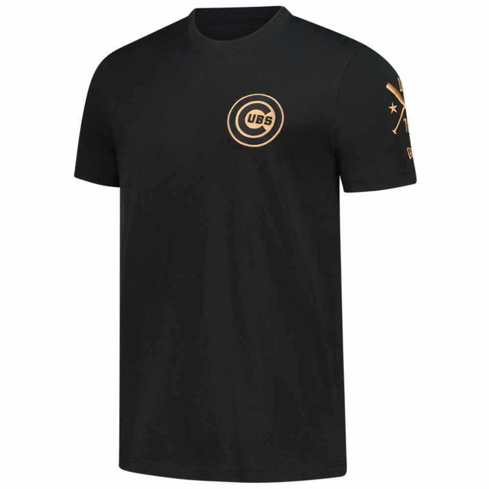 Chicago Cubs New Era Bronze Logo with Cross Bats Established T-Shirt - MLB T-shirts