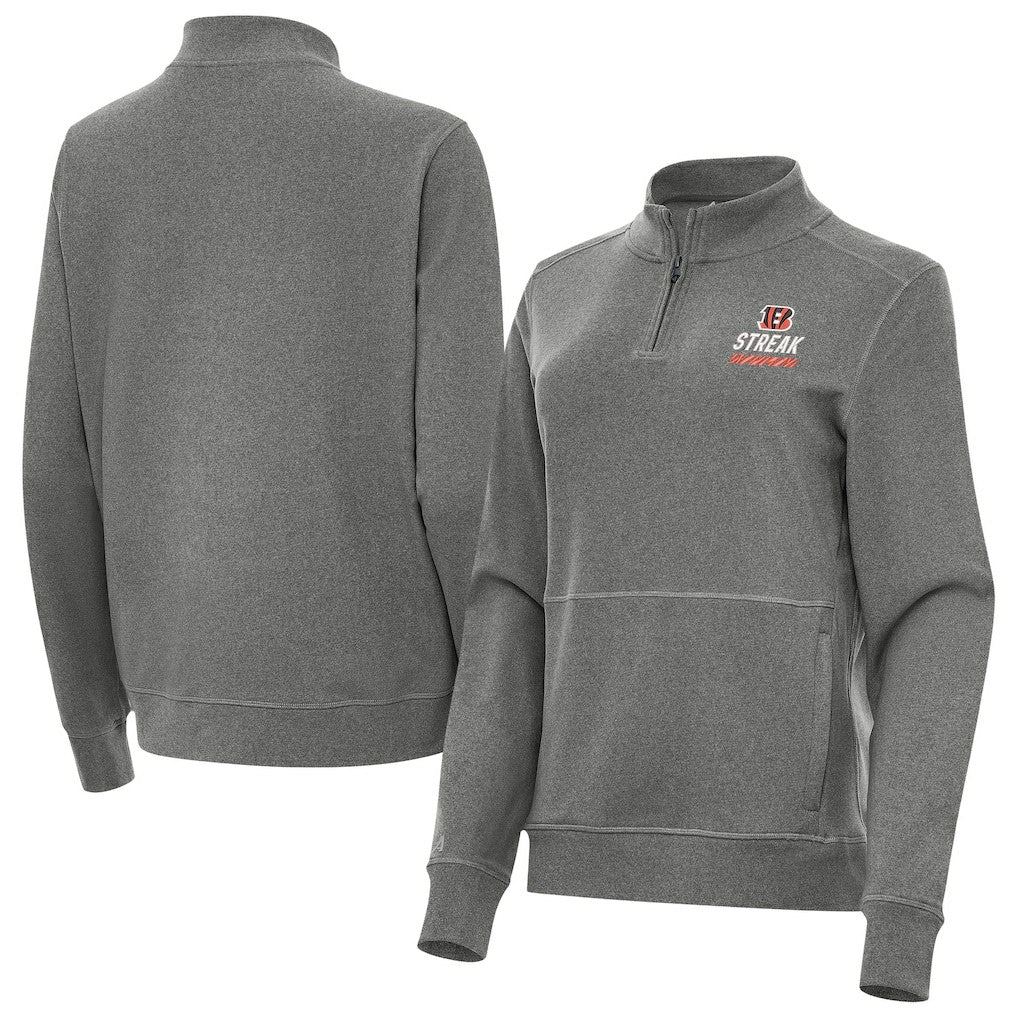 Cincinnati Bengals Antigua Women's Streak Crush Quarter-Zip Pullover | NFL Outlet