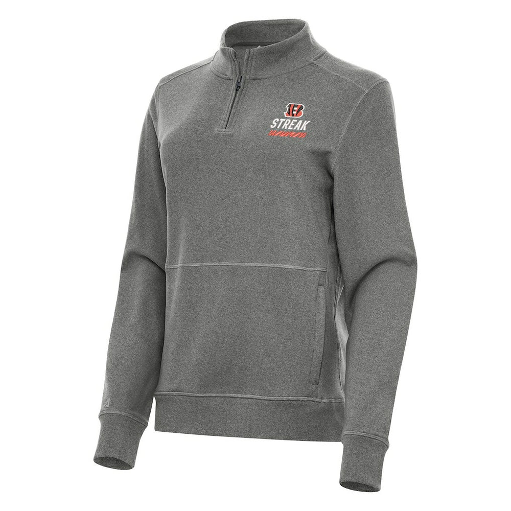 Cincinnati Bengals Antigua Women's Streak Crush Quarter-Zip Pullover | NFL Outlet
