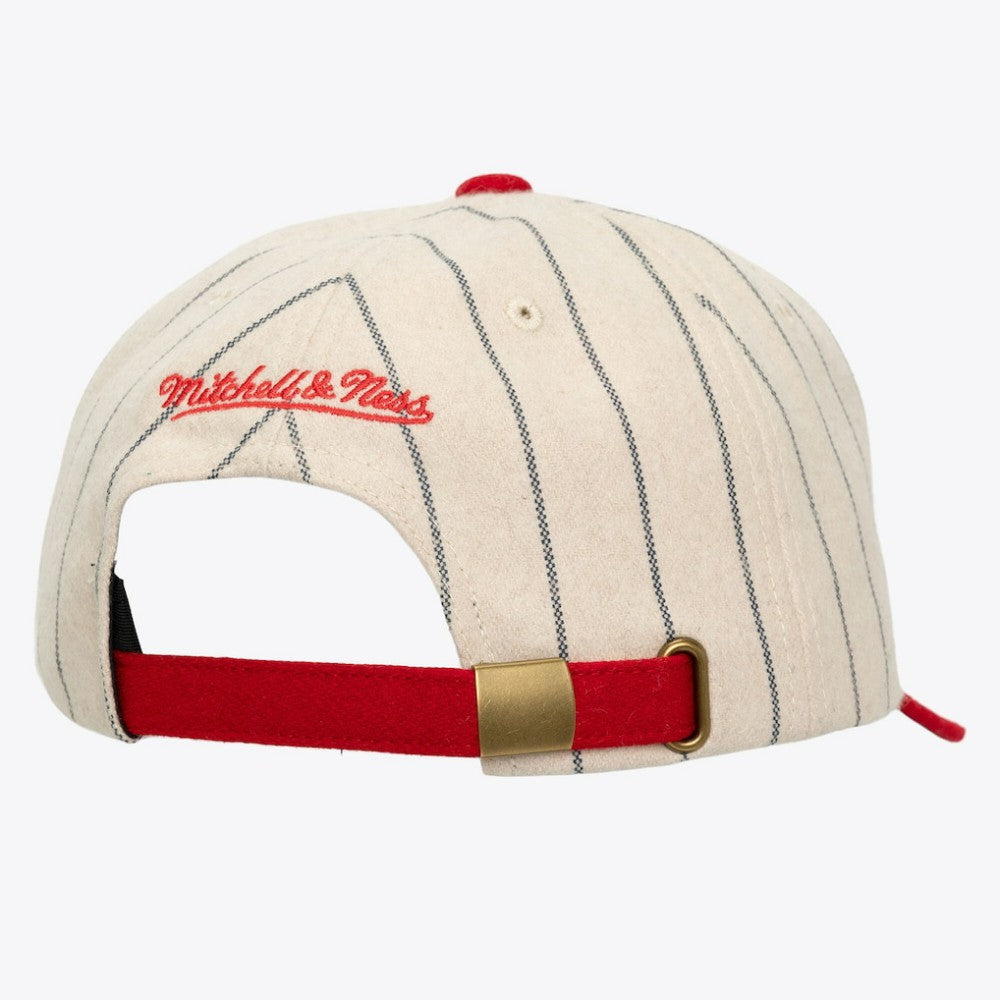 Boston Red Sox Mitchell & Ness Unisex Vintage Ground Melton Wool Pinstripe Adjustable Hat - MLB Hats