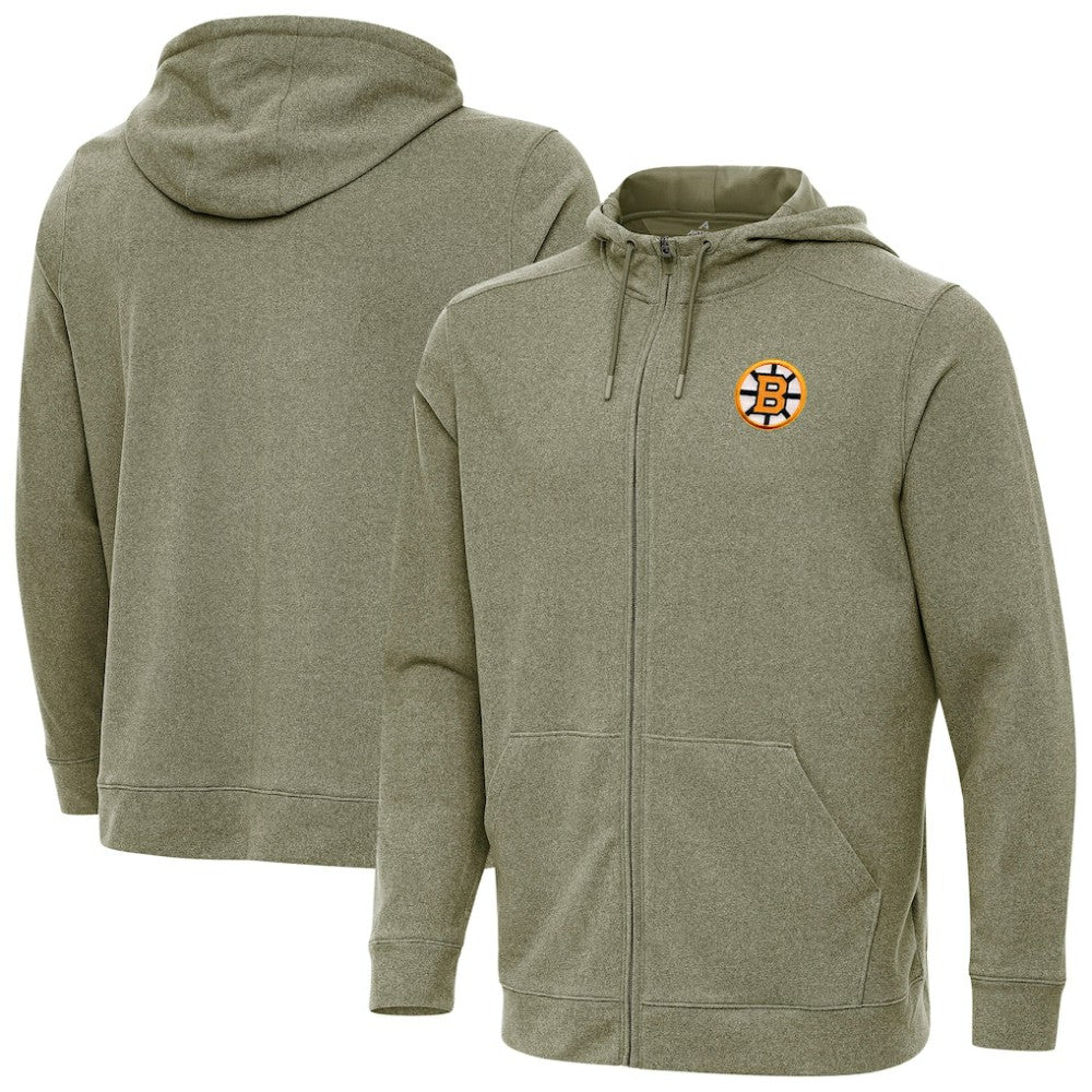 Boston Bruins Antigua Effortless Full-Zip Hoodie -  NHL Hoodies