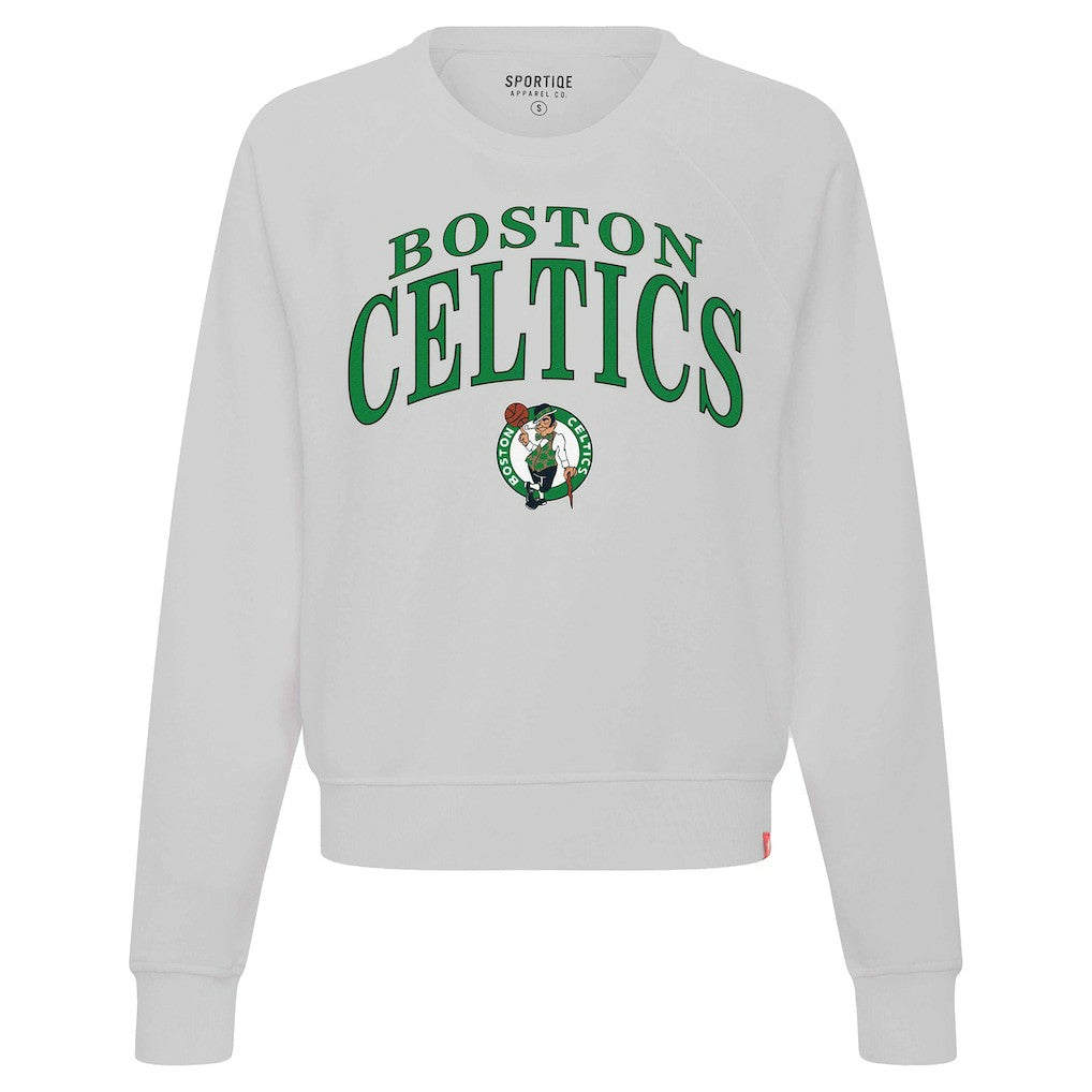 Gray Boston Celtics Sportiqe Women's Genuine Issue Collection Ashlyn Cropped Sweatshirt | NBA