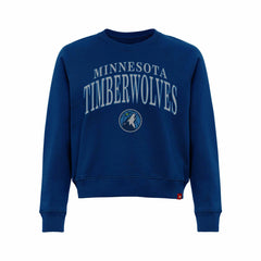 Navy Minnesota Timberwolves Sportiqe Women's Genuine Issue Collection Ashlyn Cropped Sweatshirt | NBA