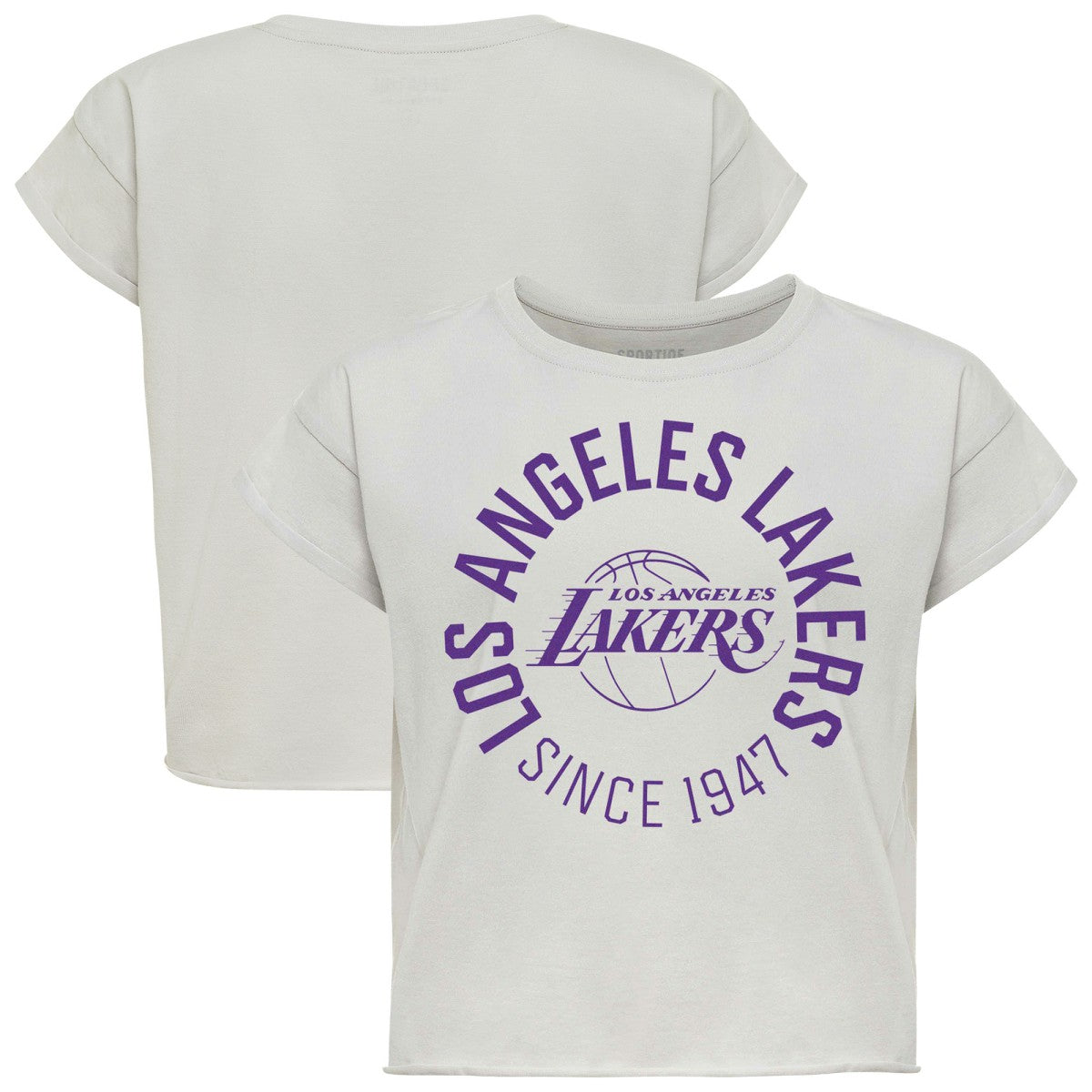 Gray Los Angeles Lakers Sportiqe Women's Cropped Genuine Issue Collection Alana T-Shirt | NBA