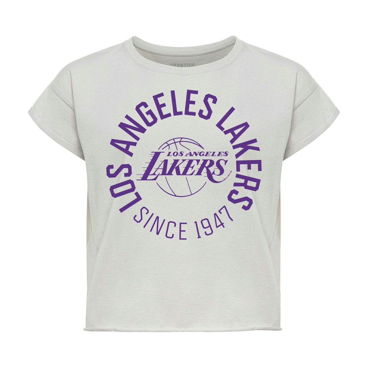 Gray Los Angeles Lakers Sportiqe Women's Cropped Genuine Issue Collection Alana T-Shirt | NBA