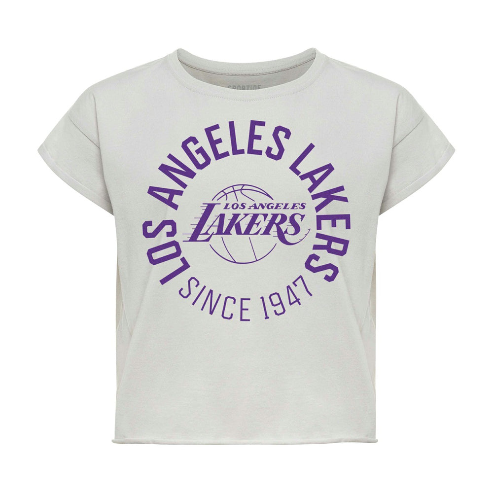 Gray Los Angeles Lakers Sportiqe Women's Cropped Genuine Issue Collection Alana T-Shirt | NBA