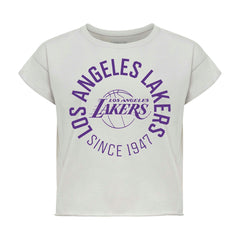 Gray Los Angeles Lakers Sportiqe Women's Cropped Genuine Issue Collection Alana T-Shirt | NBA